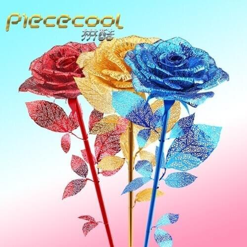 Piececool Romantic Rose 3D metal puzzle Assembly metal Model kit DIY 3D Laser Cut Model puzzle toys for children Lover Gift