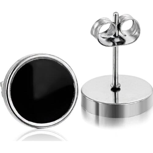 1 Pair Men & Women Unisex Fashion Vintage Stud Earrings For Man Earrings Trendy Party Round Black Jewelry Accessories