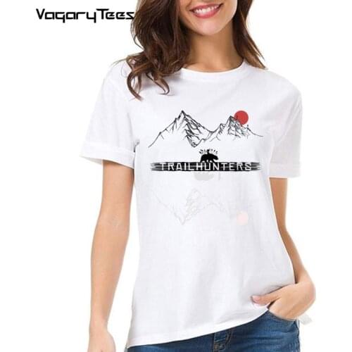 Summer Women T Shirt Mountains reflected in the sunset Short Sleeve Bear Print Tees Tops Casual Simple O-Neck Female TShirts