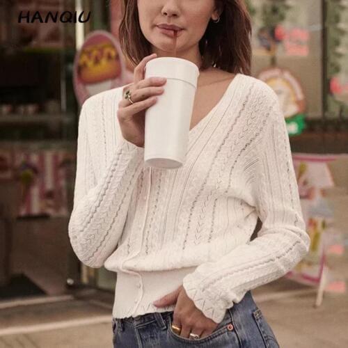 2019 winter clothes women Korean style button up white sweater cardigan women sexy v neck long sleeve knitted sweater streetwear