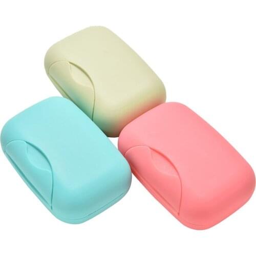 Portable Soap Dishes Soap Container Bathroom Accessories Travel Home Plastic Soap Box With Cover 2 Sizes 1pcs