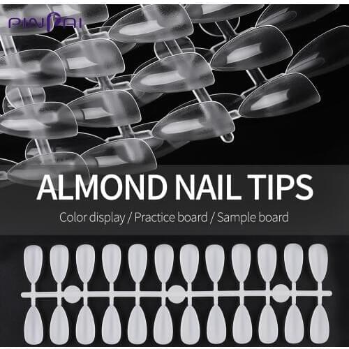 120 Pcs Almond Shape Full Cover False Nail Tips Artificial Fake Nail Manicure Nail Art Practice Nail Polish Color Display Tips