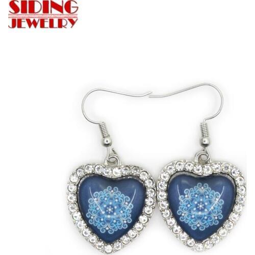 2018 New Arrival 5pair/lot Snowflakes Style 5 Crystal Heart Earring Earrings Charms Fashion Pendientes DIY Jewelry Charms