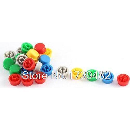 25PCS 12 x 12mm Tact Tactile Switches Cap Round Pushbutton Cover Assorted Color