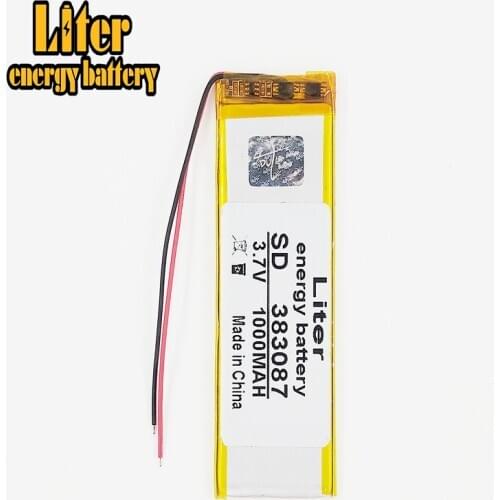 3.7V 1000mAh 383087 Lithium Polymer Li-Po li ion Rechargeable Battery cells For Mp3 MP4 MP5 GPS mobile bluetooth