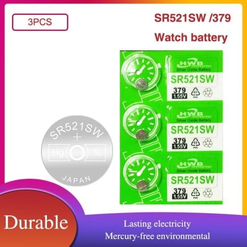 3PCS FOR Maxell Watch Battery 1.55V 379 SR521SW D379 SR63 V379 AG0 Silver oxide Button Coin Cell Batteries MADE IN JAPAN