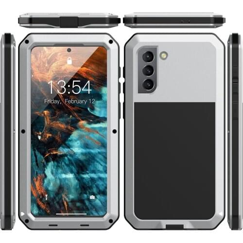 5pcs Heavy Duty Metal Silicone Case Shockproof Armor Aluminum Hard Back Cover For Samsung Galaxy S21 Plus S20 FE Note 20 Ultra