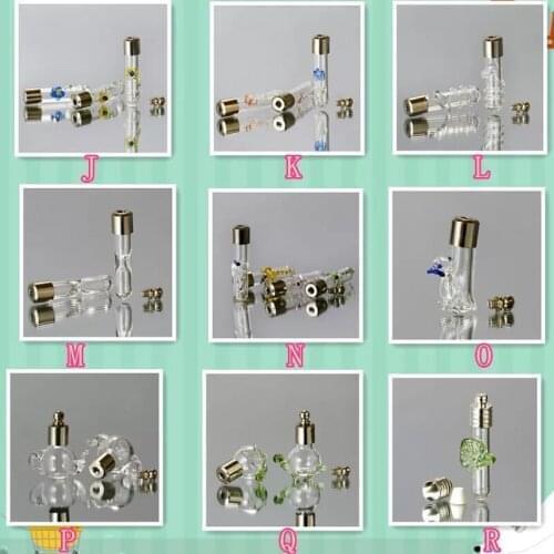 8pcs 15 Shape screw cap glass vial pendant Miniature Wishing Bottle clear oil charm necklace pendant name on rice art glass jars