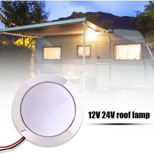12V 24V IP65 Car Round Ceiling Dome Roof Light Interior Light Lamp On Off Switch for Camper Van Caravan Motorhome Boat RV