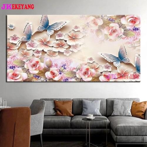 Large 5D Diy diamond painting Butterflies and flowers Diamond Mosaic Rhinestone Embroidery cross stitch Y4554