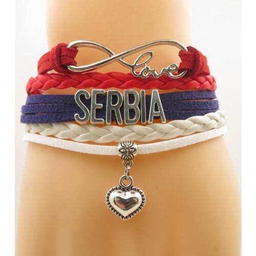 Infinity serbia Bracelet heart Charm serbia country bracelets fashion serbia man and woman rope bracelet serbie jewelry