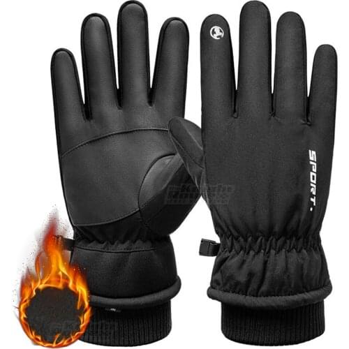Black Winter Motorcycle Gloves Fleece Keep Warm Water-Repellent Gloves Moto Motocross Motorbike Touch Screen Riding Gloves Men
