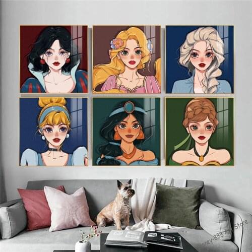 Disney Cartoon Princess Canvas Art Paintings Snow White Cartoon Poster Print Wall Art Picture for Girl Room Cuadros Home Decor
