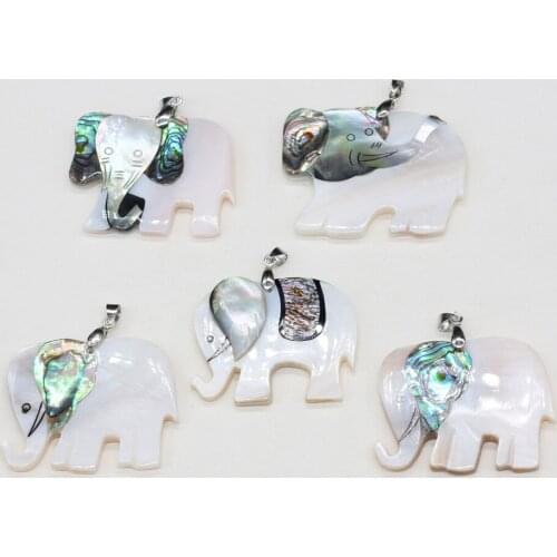 Natural Shell Pendants With Hand-Carved Lifelike Lovely Elephant Shape Pendant For Unisex Jewelry Making DIY Necklace Earring