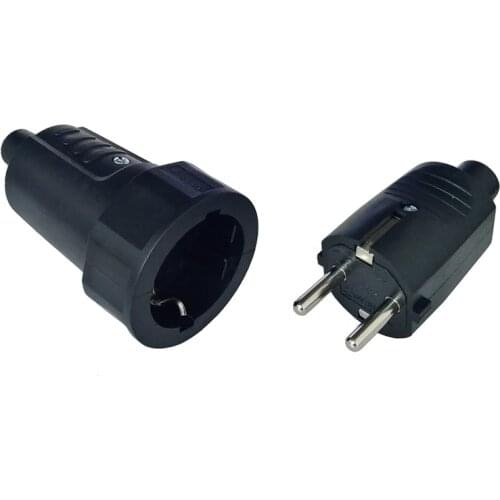 Euro German standard Extension Cord Connection Plug Male Female Butt EU Plug Socket 16A 250V Grounded Power Cable Connector
