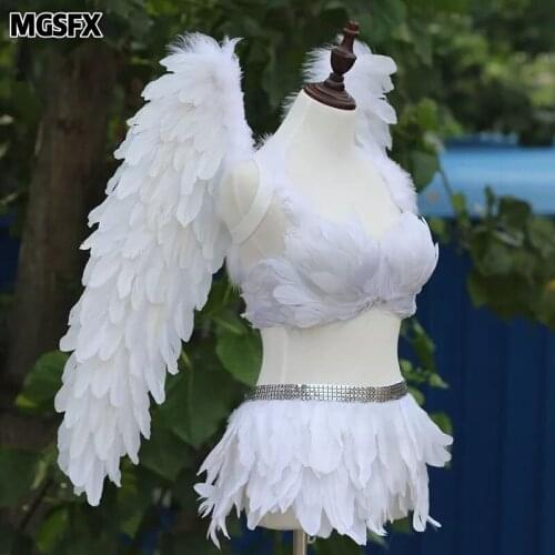 White Feather Angel Wings Costume For Adults Stage Performance Prop Photograh