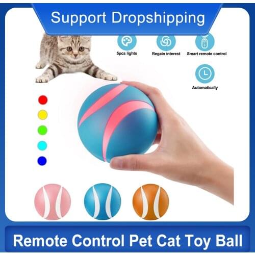 Remote Control Pet Cat Toy Ball USB Electric Pet Interactive Ball LED Auto Rolling Flashing Ball Toys For Cats Dogs Dropshipping