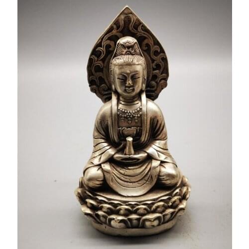 China White copper Guanyin Buddha crafts statue