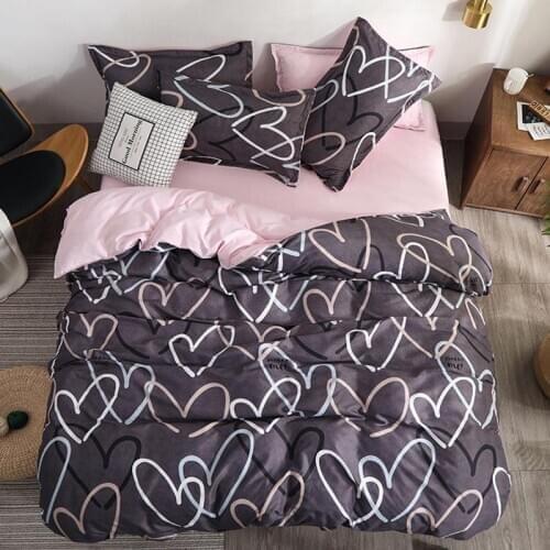Home bedding set 3/4pcs flat sheet set heart bed linen set sheet & pillowcase & duvet cover set king size bedclothes bed cover
