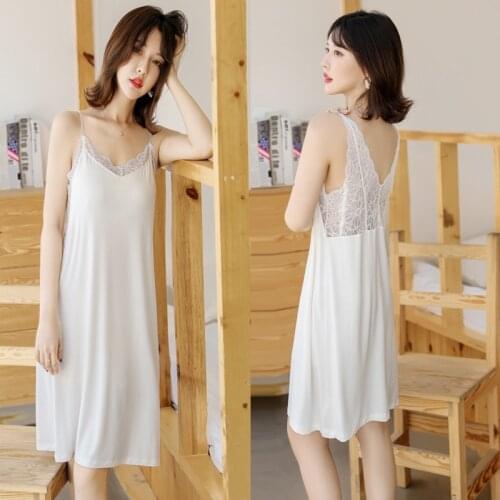 Summer Palace Sling Nightdress Women Lace Sexy Nightgown with Bra Home Skirt Large Size Dress Nightwear Sleep Wear Night Dress