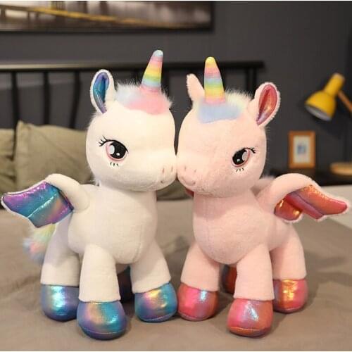Cute standing unicorn doll plush toy peluches colorful little pegasus plush doll baby toys baby room home decoration holiday gif