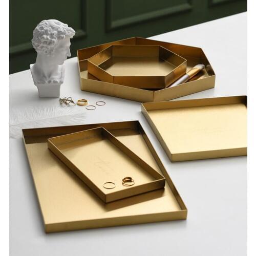 Fashion rectangle/ hexagon gold jewelry trays serving tray tray organizer gold home decor SNTP087