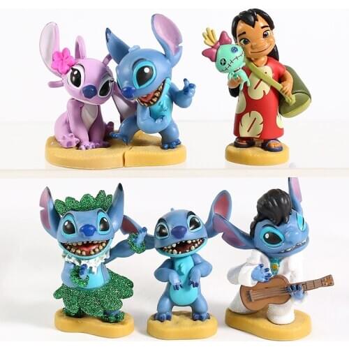 Cartoon Lilo & Stitch Angel Mini PVC Figure Collectible Model Toys 6pcs/set