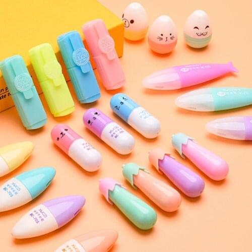 Cartoon Marker Highlighter Pen 6 Color Set Highlight Marker Color Pen Stationery Office School Supplies Multicolor Pen