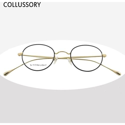 Titanium Alloy Optical Small Eyeglasses for Women Oval Gold Retro Glasses Frame Men Myopia Vintage Metal Prescription Eyewear
