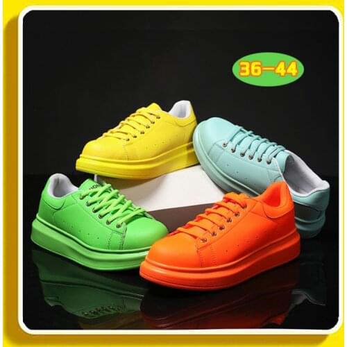 2021 new round-toe thick-soled height-increasing shoes men and women shoes candy color personality student couple shoes sports s