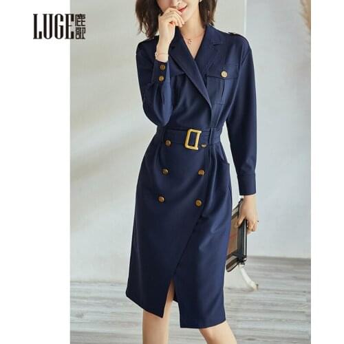 2021 autumn new slim fit, thin split A-line skirt, professional temperament, suit dress, female