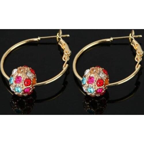 New Fashion Temperament Earrings National Wind Lucky Ball Transfer Ball Crystal Cute Transfer Beads Bridal Ladies Gift