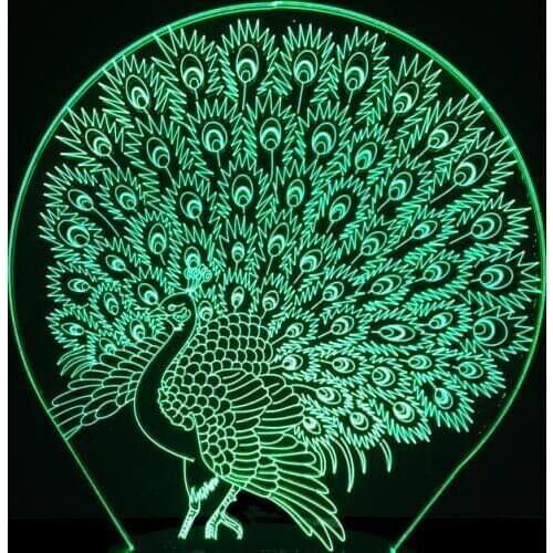 Peacock Colorful Night 3d Table Lamp Eye ProtectionAnimal Modeling Night Light Christmas decorative lights Gift Childrens Toys