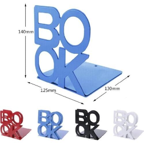 2 Pcs Alphabet Book Shaped Metal Bookends Iron Support Holder Desk Stands for Books ALI88