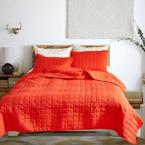 US Queen King Plaid Bedspread Coverlet Polyester Bed Cover With Pillowcases Without Filler Beddings Collection