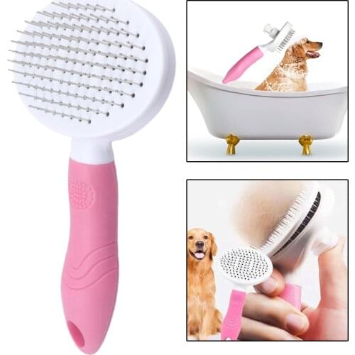 Pet Self Cleaning Slicker Brush Dogs Cats Massage Steel Brush Deshedding Comb for Poodle Puppy Kitten Rabbit