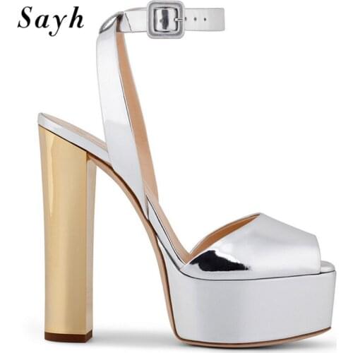 Size 35-46 Women Sequins High Heel Pumps Platform Stiletto Sandals Ankle Strappy Party Rome Gladiator Sexy Shoes