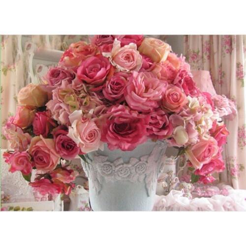 Roses 5D DIY diamond Painting flowers 3D Cross Stitch diamond embroidery mosaic diamonds wall stickers home decor vase