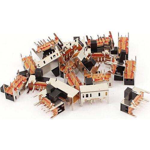 100 Pcs 9mm High Side Knob 3 Position 2P3T 8 Pin PCB Panel Mini Right Angle Slide Switch SK23D05
