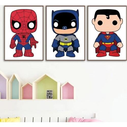 Cartoon Superheroes Canvas Painting Iron Man Spiderman Marvel Posters and Prints Wall Art Picture Living Room Children Decor