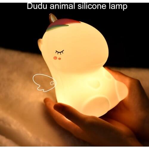 Cartoon Silicone Creative Night Light USB Rechargeable Touch Sensor Bedroom Bedside Lamp Children Kids Baby Christmas Gift