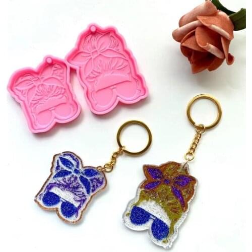 Shiny Glossy Silicone Resin Molds Sunglasses Girl Keychain Mold DIY Keychain Pendant Jewelry Epoxy Resin Crafting Molds