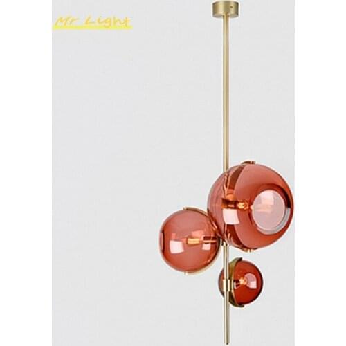 Modern Red Glass Pendant Lights Lighting Nordic Restaurant Living Room Pendant Lamp Loft Dinning Room Hanging Lamps Luminaries