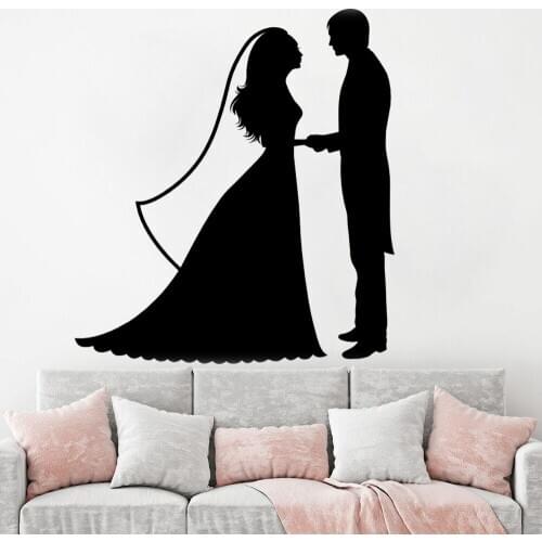 Bride And Groom Wedding Wall Sticker rooms decoration Vinyl girl Wall Sticker Livingroom Walls Laptop home Decal decor HY587