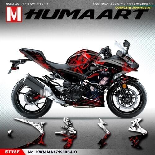 HUMAART Racing Stickers Custom Graphics Design Vinyl Deco for Ninja 400 ABS 2017 2018 2019 2020 2021/ Ninja 250 2019 2020
