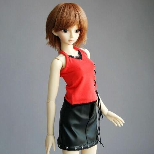 [wamami] 367# Red Vest/Black Pu Leather Skirt/Suit 1/3 SD DOD AOD BJD Dollfie