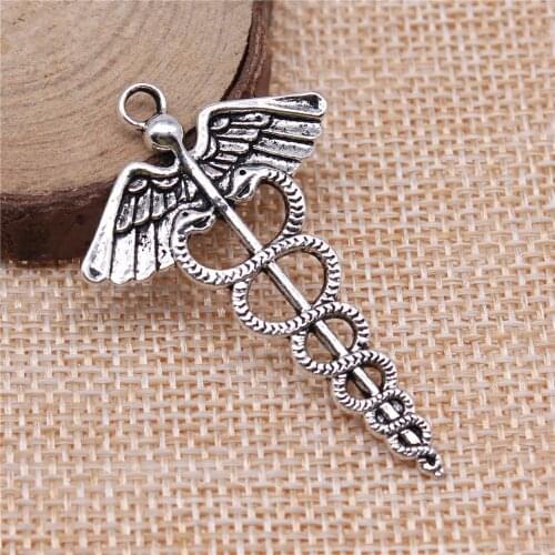 WYSIWYG 10pcs 49x30mm Pendant Caduceus Medical Symbol Caduceus Medical Symbol Charm Caduceus Medical Symbol Pendants