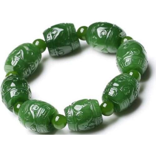 Xinjiang Hetian jade jasper road pass men and women natural jade jade transfer beads green bracelet Free Shipping