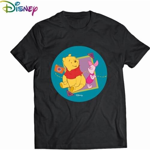 Womens T-shirts Disney Pooh Bear Ulzzang Fashion Winnie Oversized Cartoon White Kawaii Tops Crop Teens For Girls Family Look