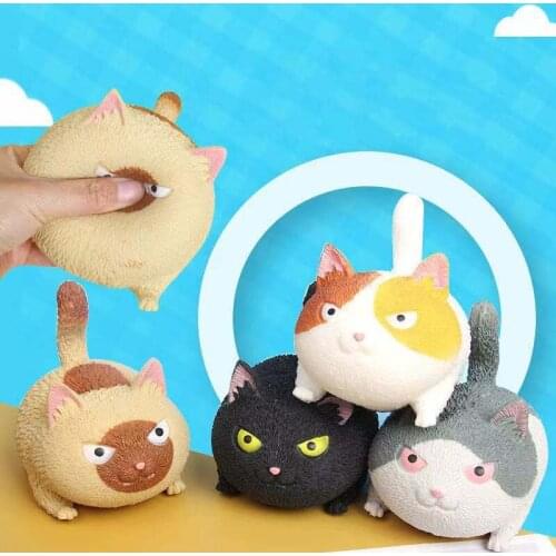 Angry Cats Squeeze Music Vent Doll Ball Squshy Animal Fidget Hand Desk Toys Stress Relief Squeezing Dogs Pet Children Unzip Gift